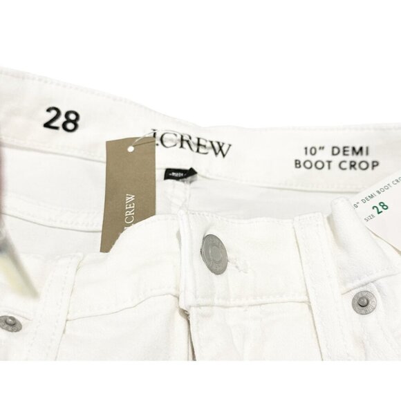 J. Crew Women's 10" Billie Boot Crop Jeans White Raw Hem Size 28 NWT - Picture 5 of 6